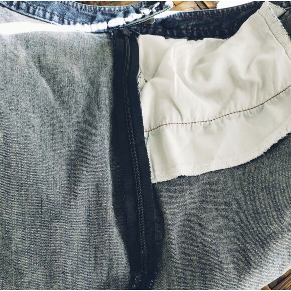 Ann Taylor Jeans Women's 12 Side Zip Flat Waistband Flat Pockets Straight Blue - Picture 9 of 11